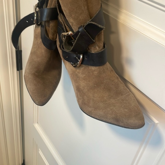 Isabel Marant tan suede black harness booties 37 - Picture 5 of 9